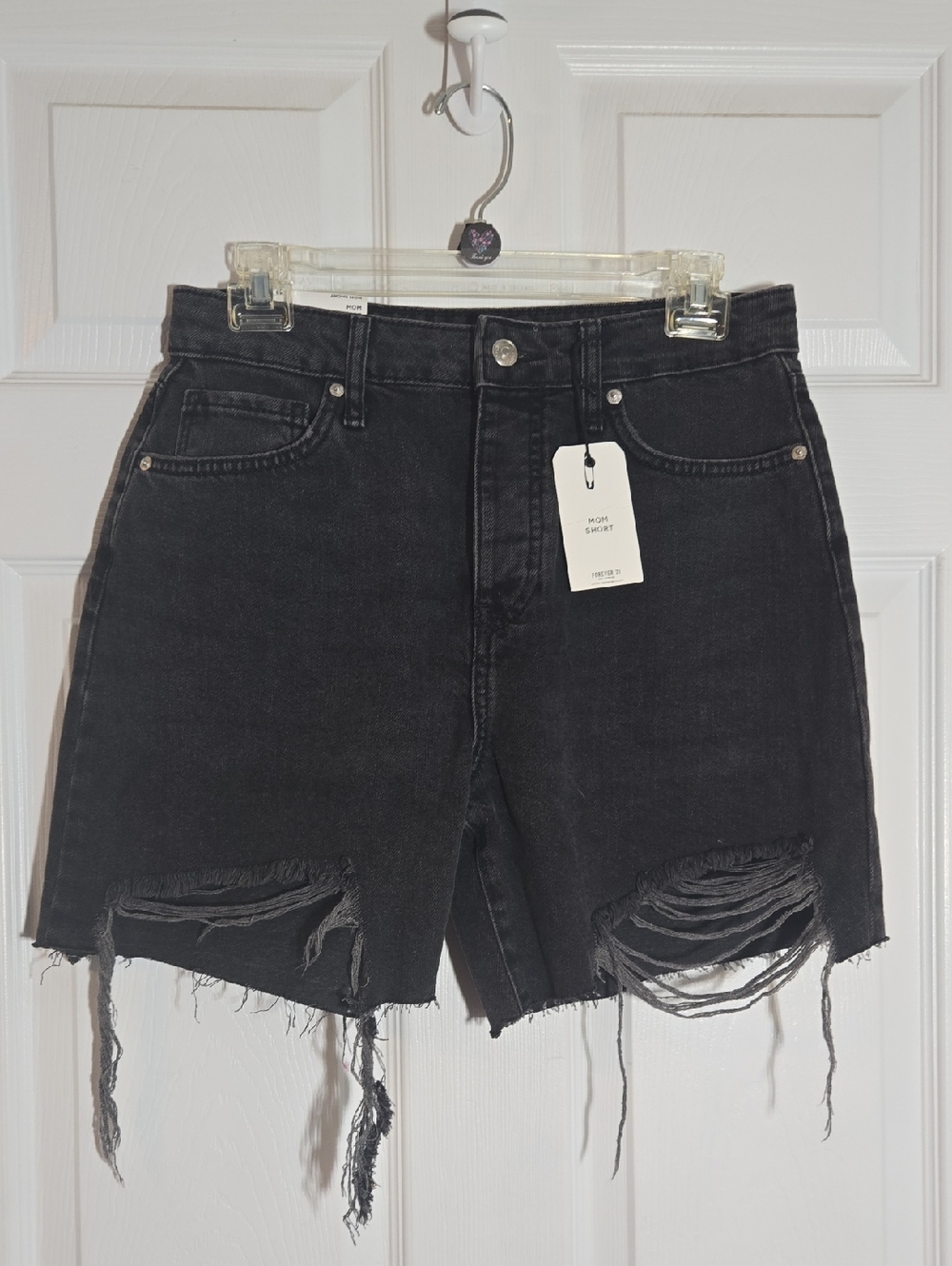New Forever 21 Black High Rise Distressed Jean Shorts Size 27